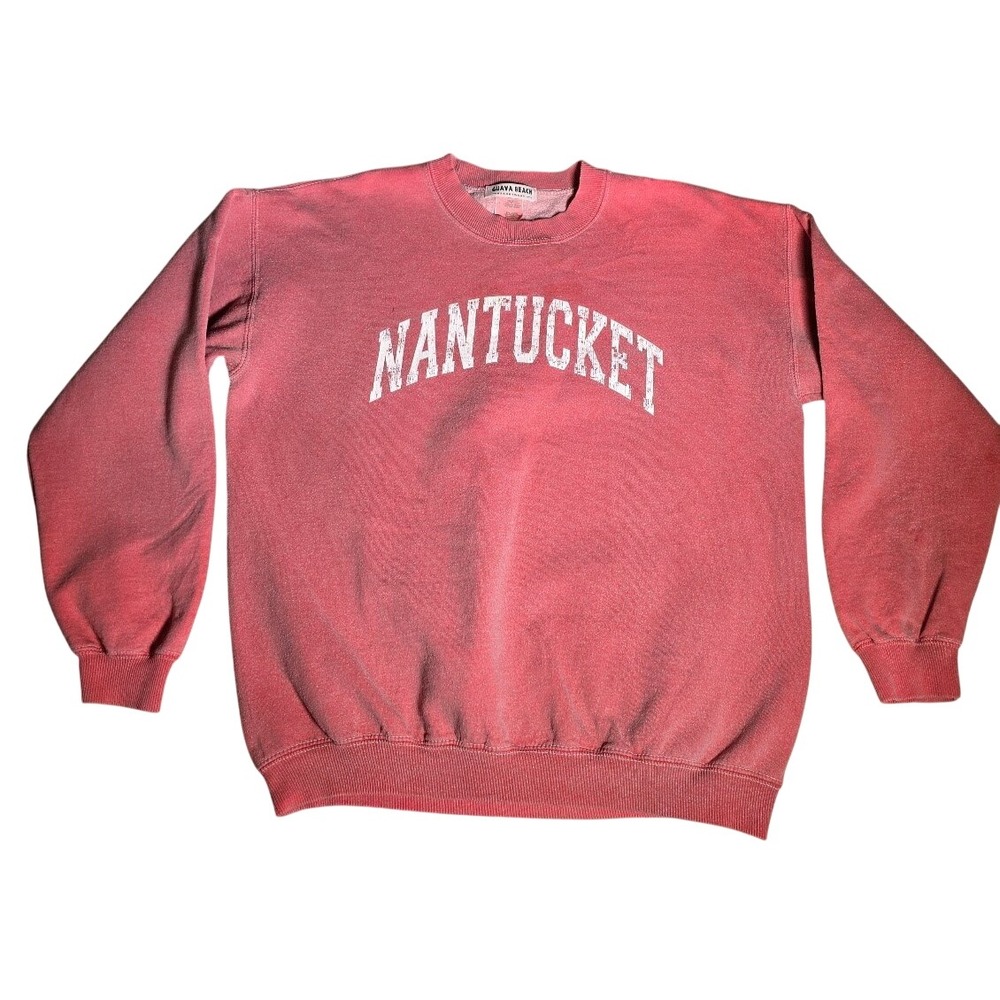 Guava Beach Mens Resortwear Nantucket Sweatshirt Red Crewneck L Vintage Style